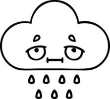 lijntekening cartoon storm regen wolk vector