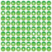 100 bbq-pictogrammen instellen groene cirkel vector