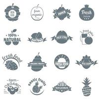 vers sap fruit logo iconen set, eenvoudige stijl vector