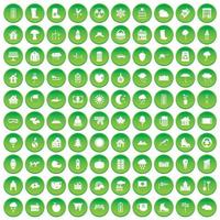 100 landhuispictogrammen instellen groene cirkel vector