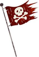 retro cartoon doodle van een piratenvlag vector