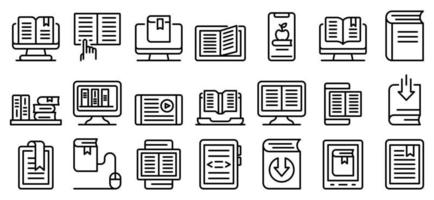 ebook iconen set, Kaderstijl vector