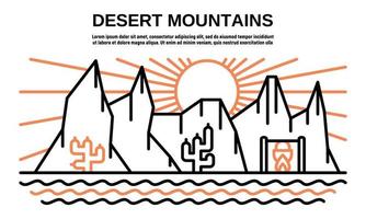 woestijn bergen banner, Kaderstijl vector