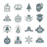 2018 Nieuwjaar logo iconen set, eenvoudige stijl vector