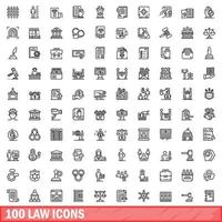 100 wet iconen set, Kaderstijl vector