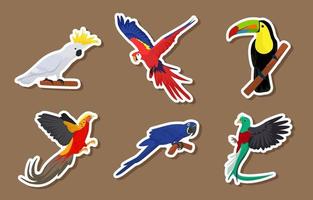 dagboek sjabloon vogels sticker set vector