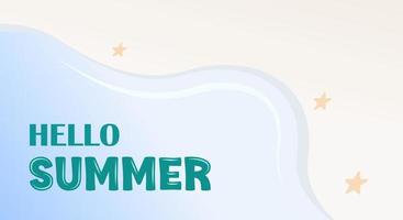 hallo zomer achtergrond, illustratie van zeewater, strand, banner, advertentie, witte ruimte.