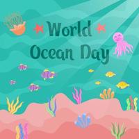 wereld oceaan dag concept vlakke afbeelding vector