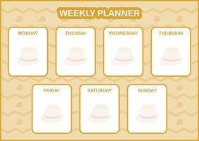 dagelijkse en wekelijkse planner met fedora hoed vector
