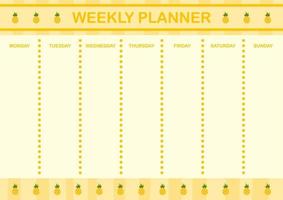 dag- en weekplanner met ananas vector