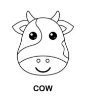 kleurplaat met koe voor kinderen vector