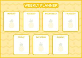dag- en weekplanner met ananas vector