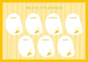 dag- en weekplanner met banaan vector