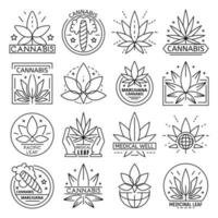 cannabis logo set, Kaderstijl vector