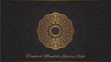 tropische mandala luxe stijl sier mandala ontwerp achtergrond in gouden kleur vector