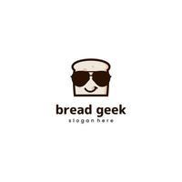 brood geek logo, brood met bril logo icoon vector