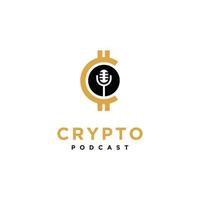 crypto podcast logo ontwerp modern concept. crypto met podcast microfoon logo icoon vector