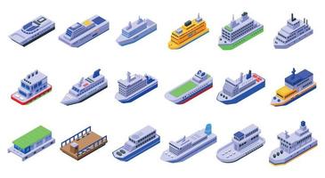 veerboot iconen set, isometrische stijl vector