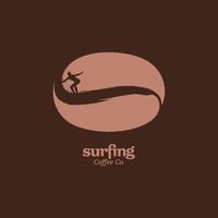 surfen koffie logo vector