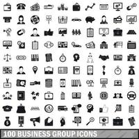 100 bedrijfsgroep iconen set, eenvoudige stijl vector