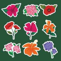 zomer bloemen sticker collectie vector