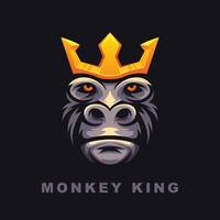 gorilla hoofd mascotte vectorillustratie. Monkey King Crown-logo voor gaming, voor e-sportlogo-team vector