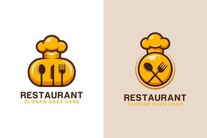 logo-ontwerp van restaurant lekker eten symbool, modern vintage food logo met twee versies vector