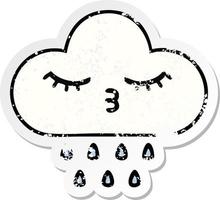 noodlijdende sticker van een schattige cartoon regenwolk vector