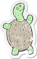 retro noodlijdende sticker van een cartoon gelukkige schildpad vector