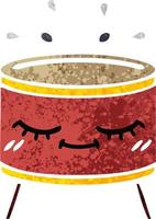 retro illustratie stijl cartoon drum vector