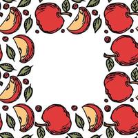 naadloos appelpatroon met plaats voor tekst. gekleurd naadloos doodlepatroon met rode appels vector