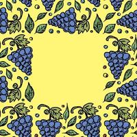 naadloos druivenpatroon met plaats voor tekst. doodle vector met druiven pictogrammen. vintage druivenpatroon