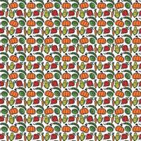 naadloos patroon met groentenpictogrammen. gekleurde doodle groenten patroon. voedsel achtergrond vector