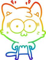 regenbooggradiënt lijntekening cartoon verrast kat vector