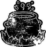 grunge icoon tekening van een pot stoofpot vector