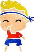 retro cartoon van kawaii schattige fitness jongen vector