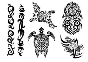Hawaii Tribal Set In Zwart-wit vector