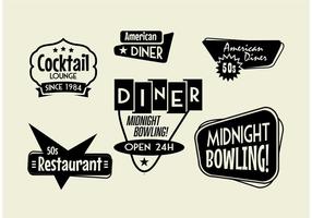 50s Diner, Bowling, Cocktailbord Pack vector