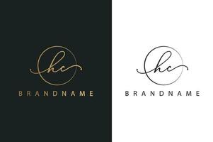 hc hc handgetekende logo van eerste handtekening, mode, sieraden, fotografie, boetiek, script, bruiloft, bloemen en botanische creatieve vector logo sjabloon voor elk bedrijf of bedrijf.