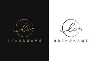 di di handgetekende logo van eerste handtekening, mode, sieraden, fotografie, boetiek, script, bruiloft, bloemen en botanische creatieve vector logo sjabloon voor elk bedrijf of bedrijf