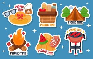 picknick elementen stickers set vector
