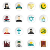 religieuze symbool iconen set, vlakke stijl vector