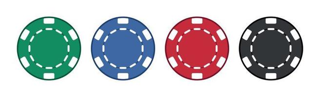 set 4 verschillende poker chips casino element op witte achtergrond - vector