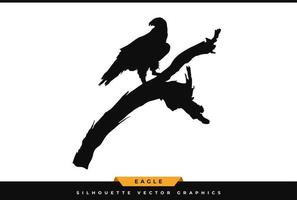 adelaar silhouet vector. adelaar zittend op een droge tak silhouet zwarte illustratie geïsoleerd op een witte achtergrond. wilde vogel afbeelding, pictogram, logo. vector