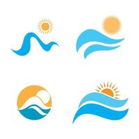 zon en zee golven logo, strand golven, minimalistisch en eenvoudig modern concept met vlakke kleuren ontwerp sjabloon illustratie vector