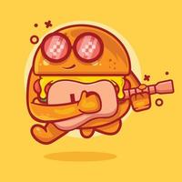 cool hamburger eten karakter mascotte gitaar spelen geïsoleerde cartoon in vlakke stijl ontwerp vector