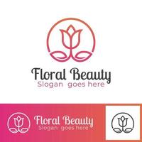 bloem- of beauty spa-studio-logo's in een minimalistische eenvoudige vector, mooie roos voor vrouwelijk vrouwelijk logo-ontwerp vector