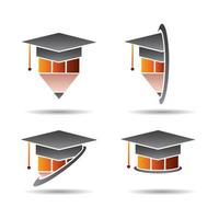 onderwijs logo-elementen, afstuderen hoed en potlood ontwerp, bachelor graad icon stijlenset, vectorillustratie vector