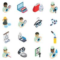 dokter oog iconen set, isometrische stijl vector