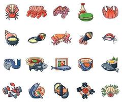 sushi iconen set, cartoon stijl vector